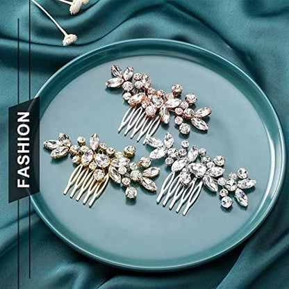 Catery Crystal Wedding Hair Comb Gold Rhinestone Bridal Hairpieces Bridesmiad Clips Accessories for Brides and Women (Gold) - color: B Gold