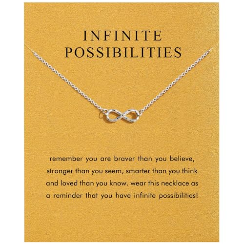 Silver Necklaces for Women Teens, Best Friend Necklace Sister Daughter Gift | Horseshoe Butterfly Swan Wave Evil Eye Necklace Graduation Chritmas Birthday Gifts for Women, Stainless Steel - style: Infinite