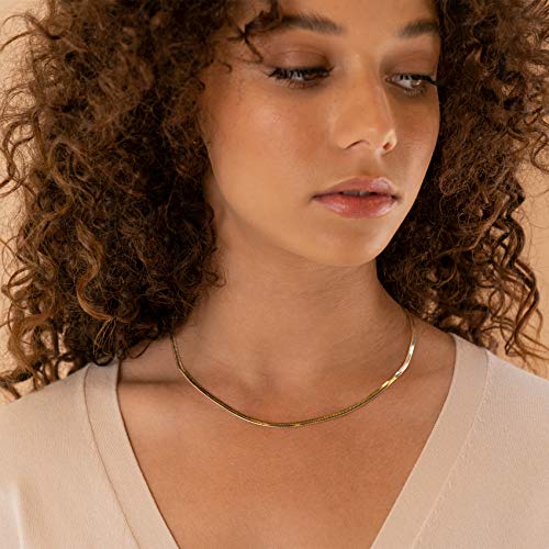 PAVOI Chain Necklace for Women, 14K Gold Plated Adjustable Layering Chain - style: Snake-M