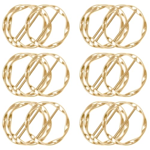 18Pcs Shirt Ties Clips for Women Silk Scarf Ring Clip T-Shirt Buckle Ring Clip Metal Round Circle Clip Clothes Clip - color: Gold