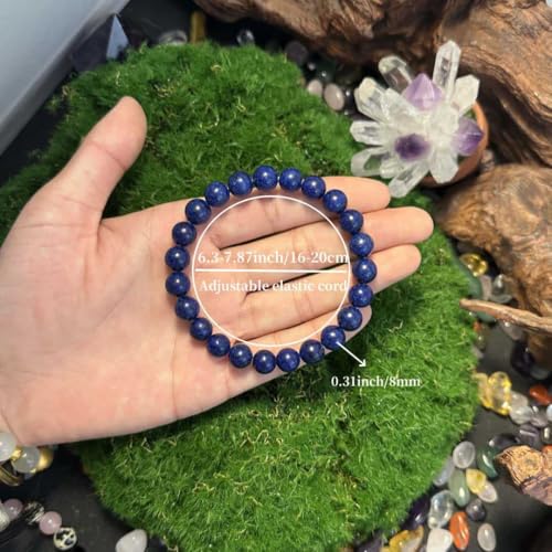 Amethyst Bracelet for Women Men, Elegant Handmade Natural Gem Stone Round Beaded Stretch Elastic Adjustable Healing Bracelets 8mm Gifts - color: AL-0232, size: Medium
