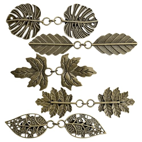 Vintage Shirt Clip - Dress Cinch, Cape Sweater Cardigan Shawl, Cloak Clips for Women - 4Pc - color: 5Pcs Bronze Foliage