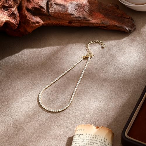 Gold/Silver Ankle Bracelets for Women Waterproof Dainty 14K Gold Plated Pearl Heart Love Anklet Bracelet Satellite Cuban Link Beads Summer Beach Jewelry Gifts - style: Zircon-gold-075