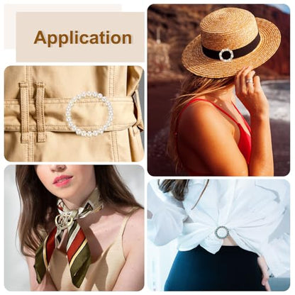 uxcell Silk Scarf Ring Clip, Rhinestone Round T-Shirt Ties Clips Kit Clothes Corner Knotted Button - color: Silver