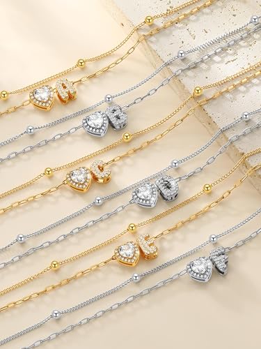 PROSTEEL Initial Ankle Bracelets for Women Waterproof, A-Z Gold/Silver Layered Anklets Adjustable, Summer Beach Gift Jewelry - color: Gold, size: A