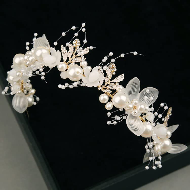 2 Pcs Flower Girl Headpiece - Rhinestone Crystal Wedding Headband - Bridal Flower Headband for Girls & Baby - Gold Hair Accessories