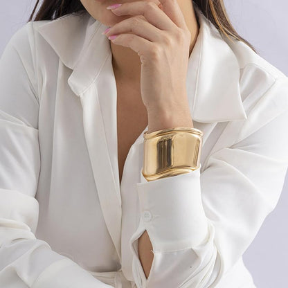 Chunky Gold Cuff Bracelet Chunky Bangles for Women Non Tarnish Modern Gold Jewelry Gifts trendy fashion fall fashion jewelry womens fashion - color: A