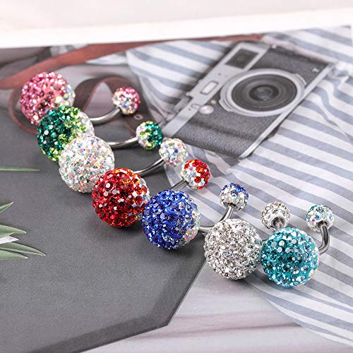ZS Pretty Belly Button Ring with Gradual Color Crystal Fervid Ball Navel Ring for Women - color: AB White