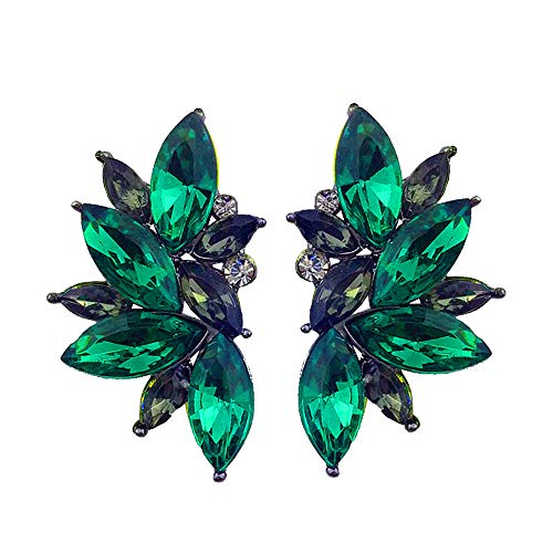 80s Funky Punk Rock Spiky Starburst Angel Wings Oversized Colorful Stones Studded Candy Cluster Women Statement Stud Earrings - color: Poison Ivy