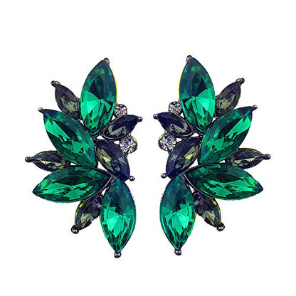 80s Funky Punk Rock Spiky Starburst Angel Wings Oversized Colorful Stones Studded Candy Cluster Women Statement Stud Earrings - color: Poison Ivy