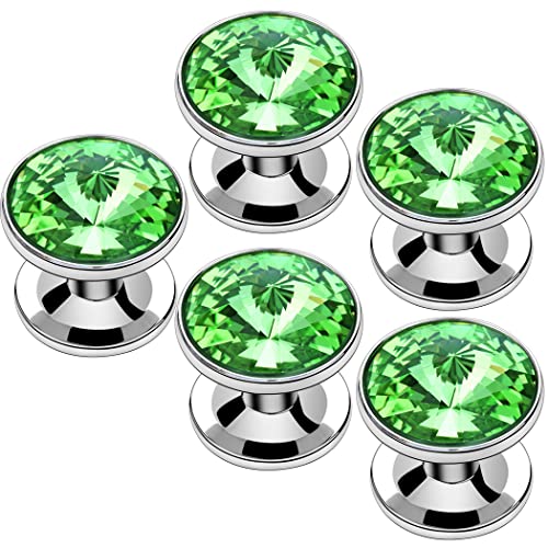 HAWSON Cufflinks for Men with 4/6 pcs Shirt Studs Set, Gift Box Packed, Mens Jewelry or Accessories for Wedding, Party, Anniversary, Birthday - color: Green(only 5 pcs studs)