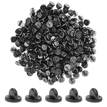 400pcs PVC Rubber Pin Backs Heliltd Butterfly Clutch Pins Backing Keepers Replacement for Uniform Badges Backing Holder Clasp Lapel Pin Enamel Pins - color: black1