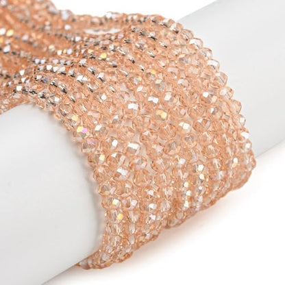 1110pcs Faceted Rondelle Glass Seed Beads 3x2mm Mini Crystal Loose Spacer Beads for DIY Friendship Bracelet Necklace Beading Craft Jewelry Making Ornament, Pink - color: Pink
