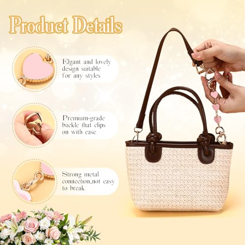 Sureio 5 Pcs Bag Extender Chain Pearl Purse Chain Ribbon Bow Keychain Extender Bag Strap Purse Charms Accessories for Handbag - color: Gold and Pink