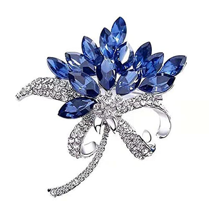 Lavender flower brooch crystal rhinestone tulip brooch elegant accessories jewelry women brooches and pins fashion jewelry wedding flowers lapel pin - color: Blue Bouquet