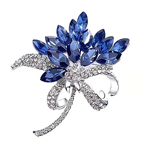 Lavender flower brooch crystal rhinestone tulip brooch elegant accessories jewelry women brooches and pins fashion jewelry wedding flowers lapel pin - color: Blue Bouquet