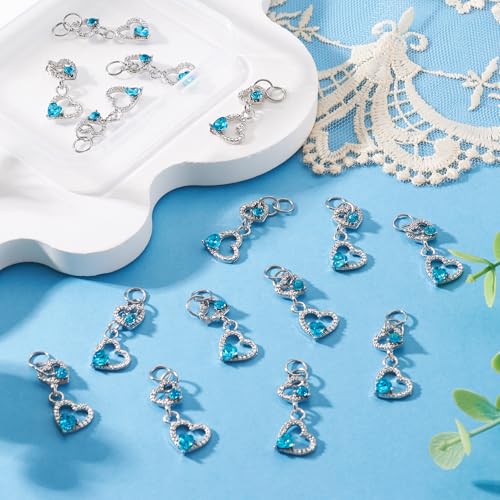 Elecrelive Crystal Heart Charms Rhinestone Heart Pendants Valentine Charms for Necklace Bracelet Earring Wedding Jewelry - color: Deep Sky Blue