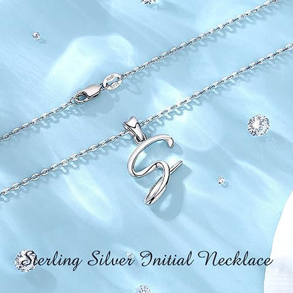 EUDORA Sterling Silver Initial Necklaces for Women, Classic 26 Letter Neckless Gifts for Girls, Sister, Mother Daughter, 18 inch Chain - style: S letter