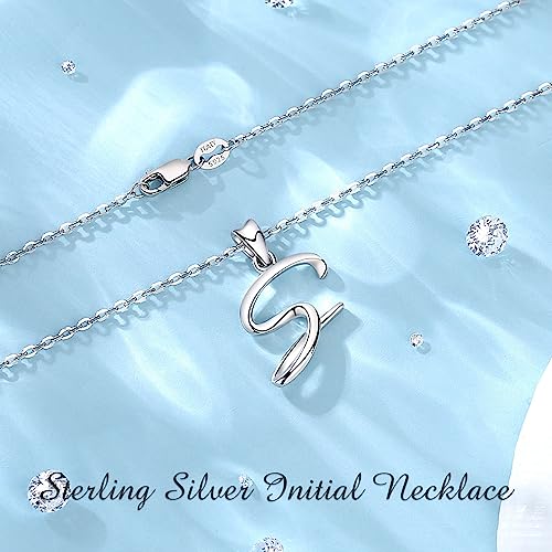 EUDORA Sterling Silver Initial Necklaces for Women, Classic 26 Letter Neckless Gifts for Girls, Sister, Mother Daughter, 18 inch Chain - style: S letter