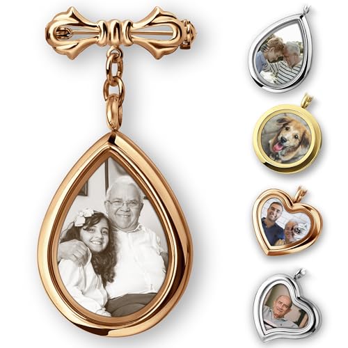 Personalized Photo Wedding Bouquet Charm, Double Sided Round Glass Photo Locket Pendant Pin Brooch, Handmade Memorial Picture Frame Bridal Shower Gift For Bride & Groom - color: Teardrop - Rose Gold