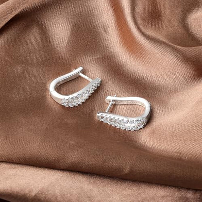 Small Open Cubic Zirconia Hoop Earrings for Women Jewelry Gifts | Open Diamond Hoop Earrings Hypoallergenic Silver Small Half Hoop Earrings for Women Daily Wear - color: B-Silver
