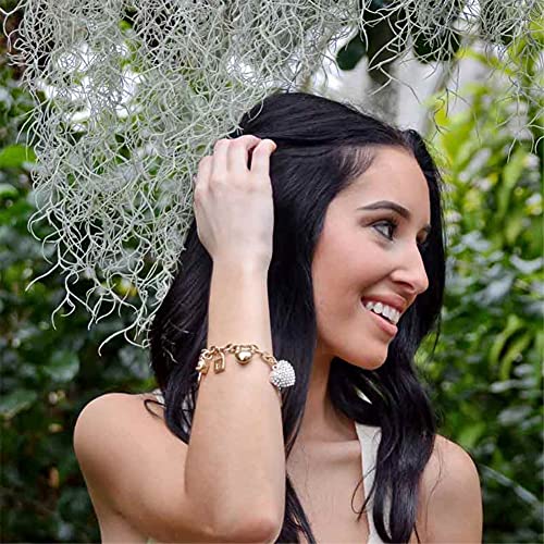 SILANER Gold Chain Link Bracelet - 7"+ 2" Extender 14K Gold Plated Love Locked Bracelets for Women, with Crystal, Love Heart,Key, Lock, Charm Bracelet - color: Love Locked Gold Charm