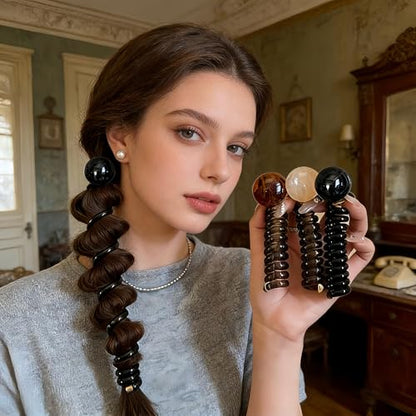 1pcs Set] Premium Spiral Hair Ties - Fashionable And Soft Plastic Hair Coils, (Black), No Damage No Pull Hair Additions, Perfect for Thick Hair, Women And Teens (Everyday Use)