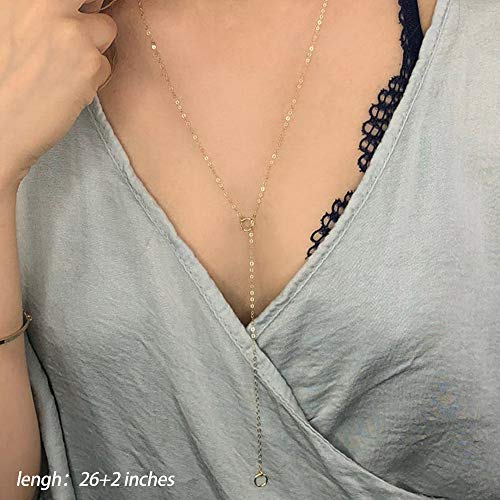 Turandoss Gold Layered Necklaces for Women - 14K Gold Plated Handmade Multilayer Bar Pearls Coin Disc Moon Butterfly Medallion Adjustable Dainty Layered Choker Necklaces for Women Jewelry - style: 3PCS - Circle&CZ Triangle&Circle Lariat