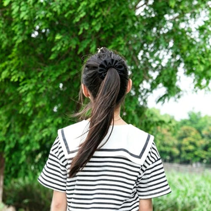 Silk Hair Ties Ponytail Holder Hairs Bow Ropes Elastics Hairtie Accessories Wide 0.8inch on Hair No Damage No Crease for Women Curly Thick Wavy Hair(30Pcs Black) - color: Black