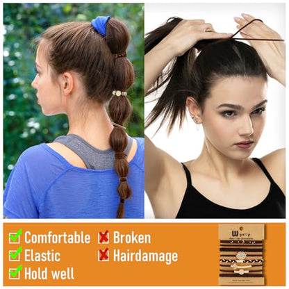 8 PCS Hair Ties Bracelets in 8 Styles, Boho Hair Ties for Thick & Thin Hair, Cute Stretch Bracelets, Dark Coffee Colors Braided Hair Ties for Ponytail Holders, No Damage Elastics - color: K-Boho