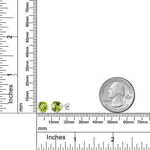 Gem Stone King 2.00 Cttw Green Peridot Stud Earrings For Women Men | 925 Sterling Silver | Gemstone Birthstone | Round 6MM