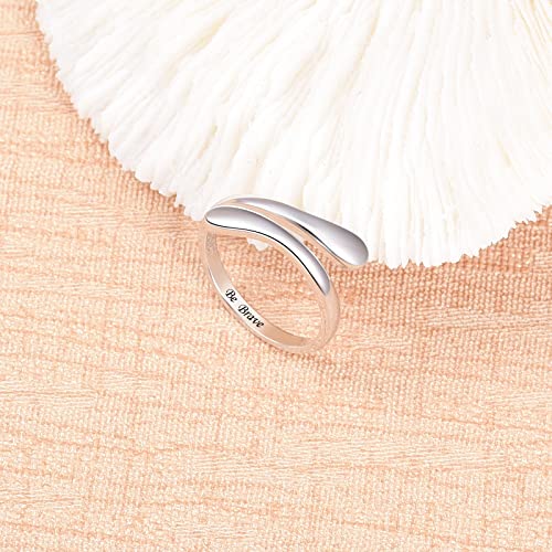 Fookduoduo 925 Sterling Silver Ring Inspirational Jewelry adjustable Wrap Open Rings for Women - style: Be Brave