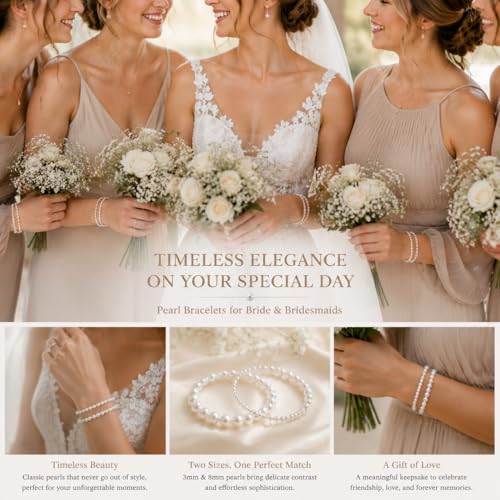 Pearl Bracelets for Women Dainty Baroque Pearl Bracelet White Bridesmaid Bridal Bracelet Wedding Jewelry Gifts for Mother Daughter Matching Outfits - color: A1:pearl bracelet