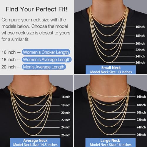 925 Sterling Silver Chain Necklace for Women, 2mm Rope Chains 14K Gold Plated Chain for Women Shiny Women's Chains Necklace 16 18 20 22 24 26 Inch - color: 14K Gold Plated