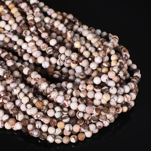90pcs 4mm Natural Australian Zebra Gemstone Beads Faceted Round Loose Stone Beads for Jewelry Making - color: Australian Zebra, size: 3.7-4.2mm