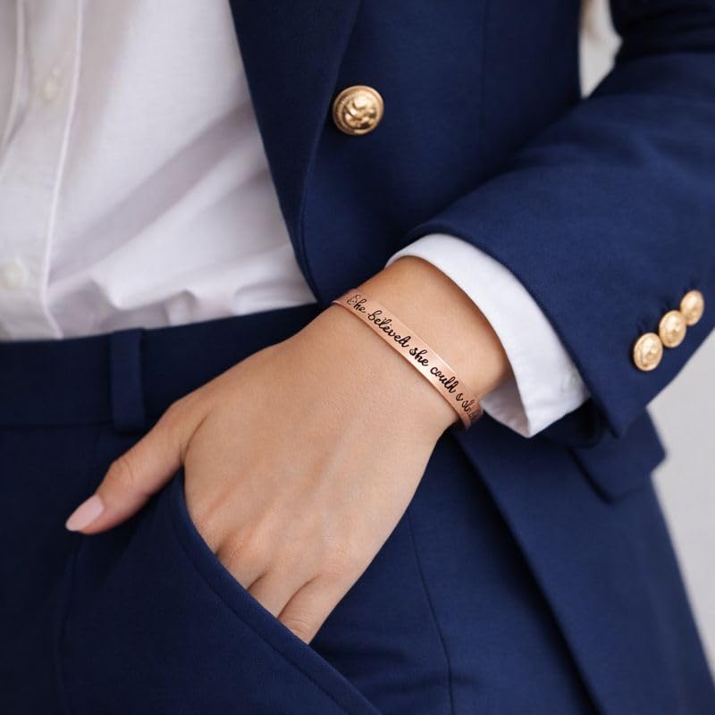 Touchstone Inspirational Copper Engraved Magnetic Bracelets for Women-Personalized Jewelry Gifts for Best Friend/Mom/Daughter/Sister- In a Pretty Gift Box She Believed She Could So She Did. - style: 1- She Believed She Could So She Did