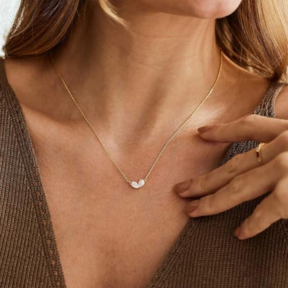 Gold Necklace for Women, Dainty 14K Gold Plated Pendant Necklaces for Women Trendy Simple Choker Chain Cubic Zirconia Circle/Interlocking/Sun/Pearl Necklace Fashion Jewelry Charm Gifts - color: Heart CZ Pendant