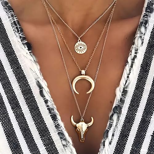 NEWITIN 15 Pieces Gold Bohemian Jewelry Set for Women Turquoise Jewelry Set | Costume Gold Jewelry, Western Jewelry, Belt Chain Necklaces Bracelets Rings Earrings Set for Women Party Daily, Women Gifts - color: Light Gold