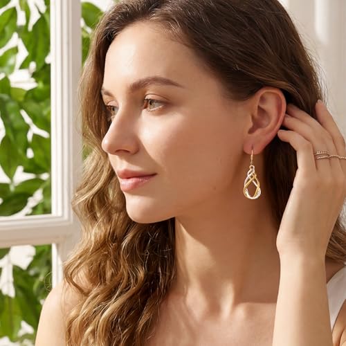 Two Tone Twisted Drop Earrings for Women Gold and Silver Dangle Earrings | Hypoallergenic Mixed Metal Earrings 14K Gold and Silver Plated Dangly Leverback Earrings Trendy Jewelry Gifts - color: Two Tone