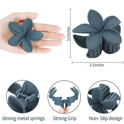 Sisiaipu Hair Clip, 6 Pcs Large Plumeria Flower Claw Clips for Thick Medium Hair - Blue Brown Beach Hair Accessories for Women and Girls - color: Blue brown