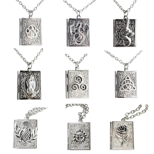 Unique Gothic Pendant Neckchains Charm Individualized Book Locket Pendant Necklace Jewelry for Daily Wear Dates Parties - color: Style 1599
