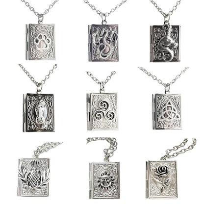 Unique Gothic Pendant Neckchains Charm Individualized Book Locket Pendant Necklace Jewelry for Daily Wear Dates Parties - color: Style 1599