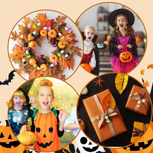 64Pcs Resin Candy Corn Charms Glow in The Dark Halloween Pendant | Mini Luminous Resin Fake Candy Corn, 32 Solid 32 Luminous , Fall Halloween Bracelet Necklace Jewelry Making, DIY Crafts - style: Candy Corn Style