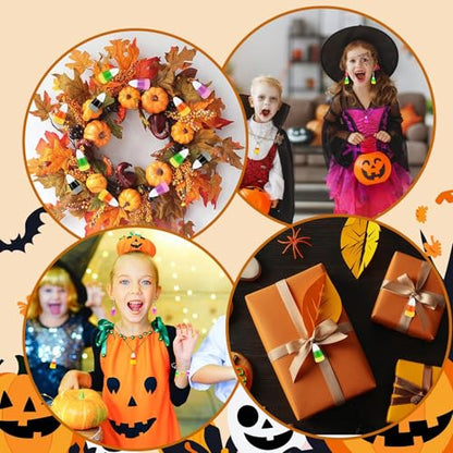 64Pcs Resin Candy Corn Charms Glow in The Dark Halloween Pendant | Mini Luminous Resin Fake Candy Corn, 32 Solid 32 Luminous , Fall Halloween Bracelet Necklace Jewelry Making, DIY Crafts - style: Candy Corn Style