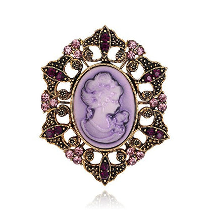 JJTZX Victorian Black Velvet Lace Choker Gothic Lady Cameo Necklace Gift for Her - style: Brooch 14-Gold