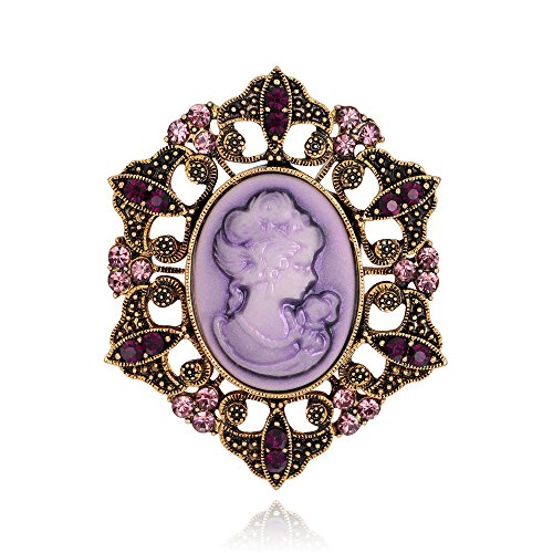 JJTZX Victorian Black Velvet Lace Choker Gothic Lady Cameo Necklace Gift for Her - style: Brooch 14-Gold