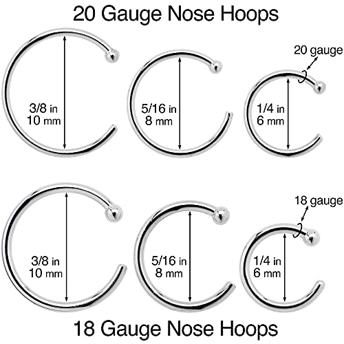 Body Candy 14k Solid Gold Nose Hoop Nose Ring, Real Gold Hypoallergenic Nose Piercing Jewelry - Handmade in USA by Master Jeweler, 20 Gauge 1/4"