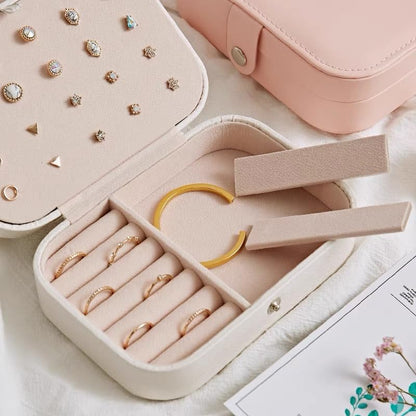 Personalized Jewelry Box Gifts for Women Custom Travel Jewelry Case Organization Leather Customized Birthday Anniversary Bridesmaid Gifts - color: 001-White-Flower
