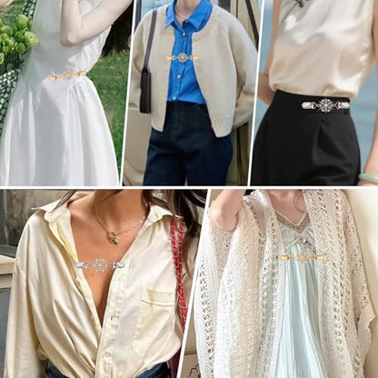 2 PCS Waist Cincher Clips Dress Clips Back Cinch for Shawl Cardigan Sweater Clothes Shirt Tightener Clip(Silvery Golden) - color: Color S