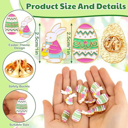 Riceshoot 12 Pcs Easter Egg and Bunny Enamel Lapel Pin Set Pastel Easter Spring Brooch Badge Pins Cartoon Cute Rabbit Enamel Pin for Clothes Bags Backpack Holiday Jewelry Gift